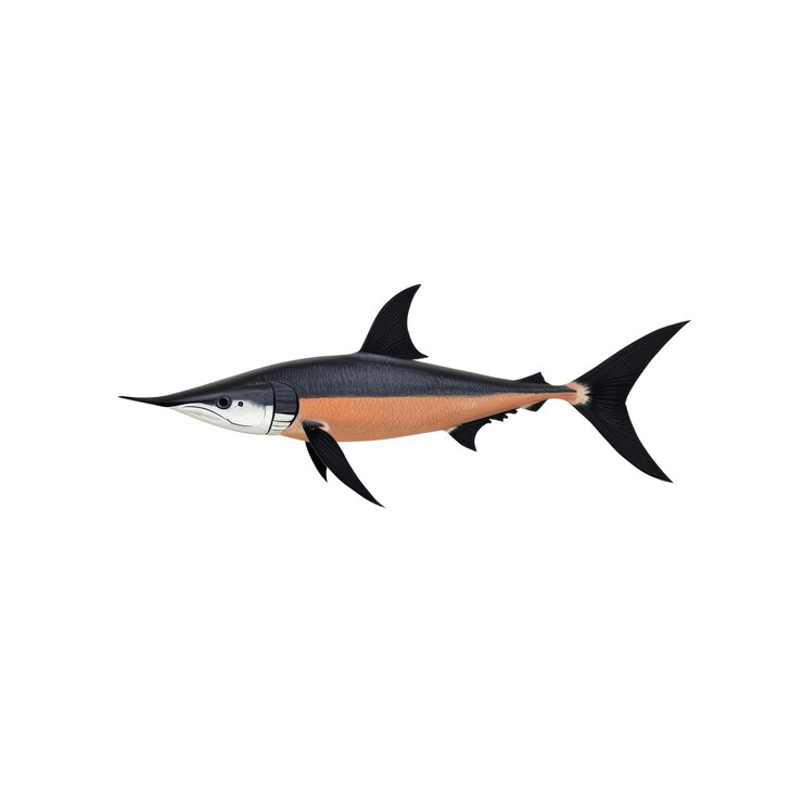 PSD peixe-espada isolado em fundo branco