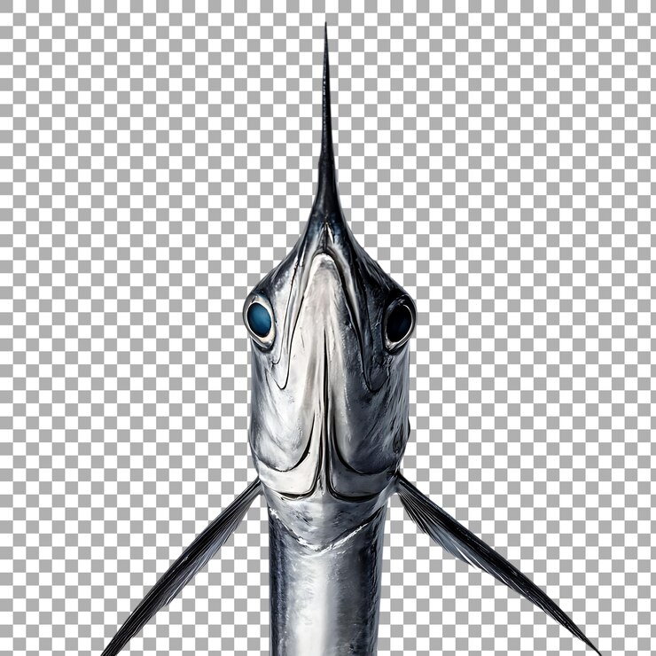 PSD peixe-espada marlin da png isolado contra um fundo transparente para fotografia de vida marinha cozinha de frutos do mar ou projetos educacionais