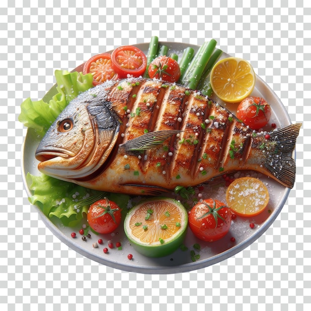 PSD peixe grelhado delicioso fundo transparente