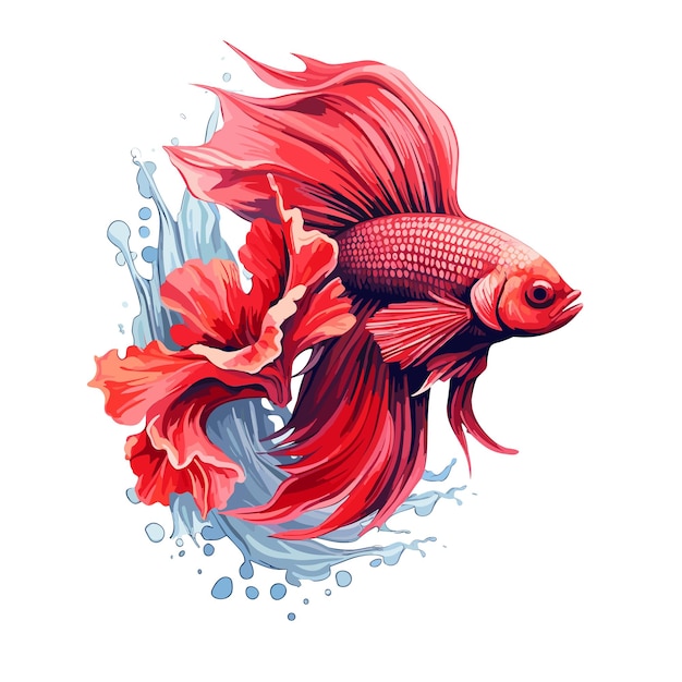 PSD peixe lutador floral vermelho peixe lutador floral hiper ilustração aquarela png psd