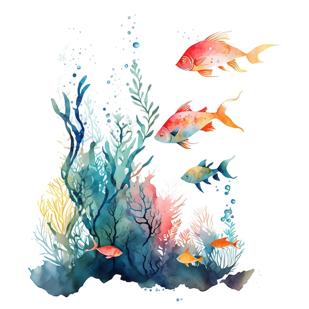 Peixes do oceano coloridos 4096px png transparente 300dpi camiseta digital pod clipart capa do livro wallart