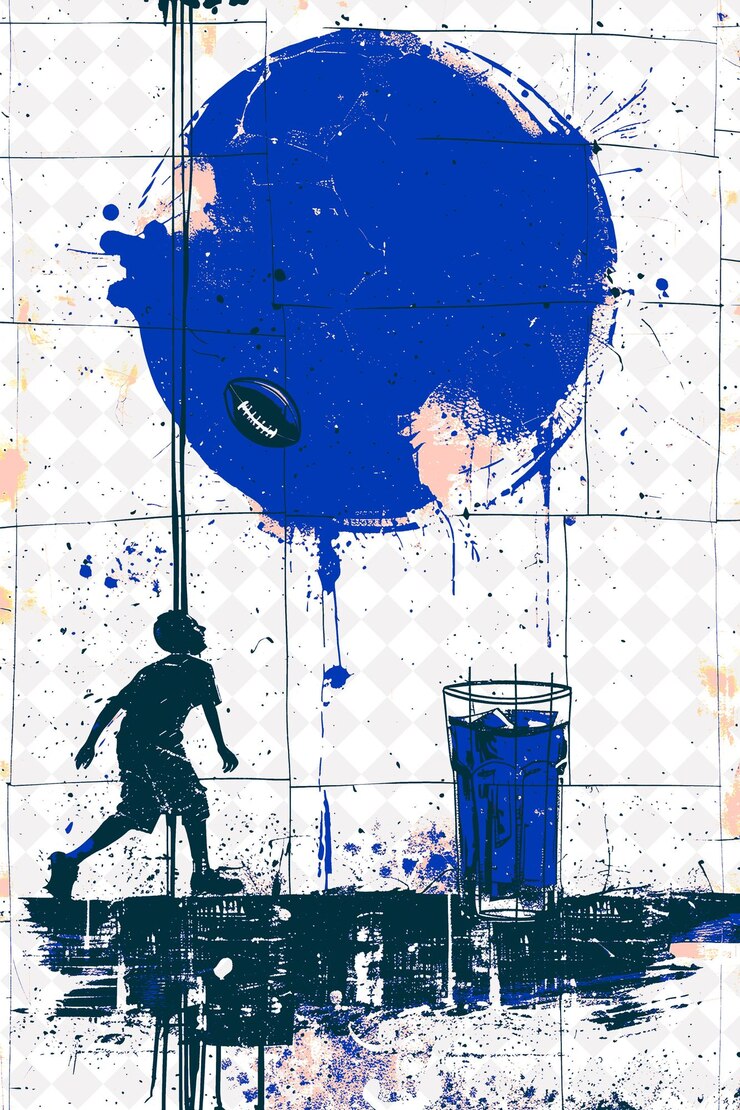 PSD pel chutando uma bola de futebol um copo vermelho de caipirinha colocado em uma cena do brasil e ilustrações culturais