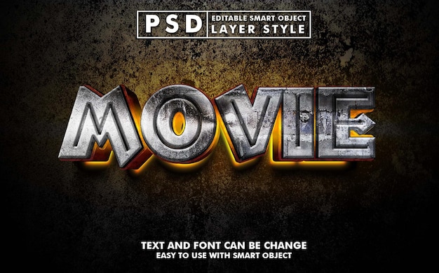 PSD película 3d efecto de texto realista premium psd