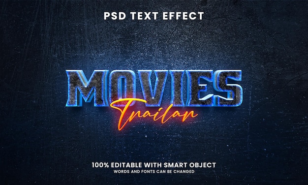 PSD películas efecto de texto editable 3d