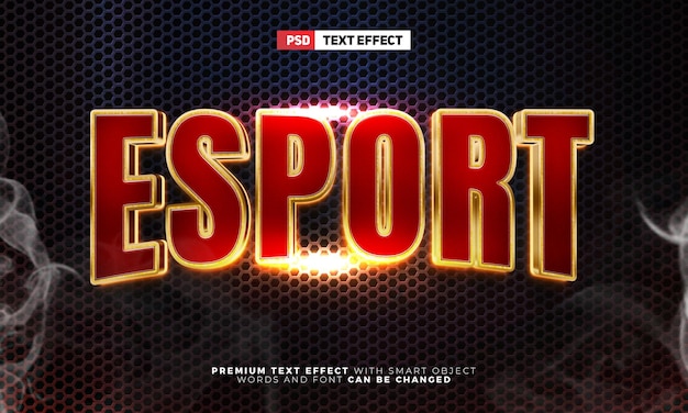 Las películas heroicas red esport gold brillan con estilo de efecto de texto editable en 3d