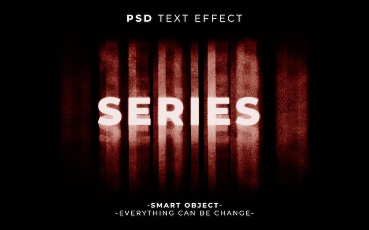 PSD películas de terror en serie efecto de texto