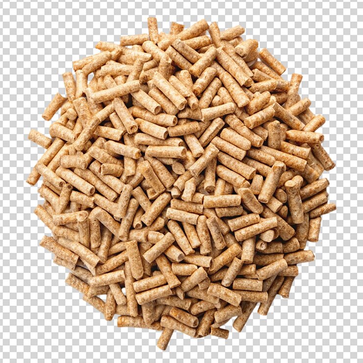 PSD los pellets de madera aislados sobre un fondo transparente