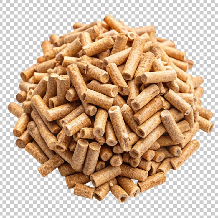 PSD pellets de madera sobre un fondo transparente