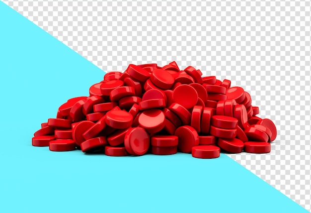 PSD pellets de plástico fondo primer plano gránulos de plástico polímero ilustración 3d de plástico rojo