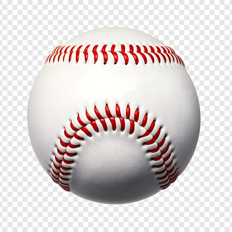PSD una pelota de béisbol blanca con costuras rojas se muestra en un fondo transparente