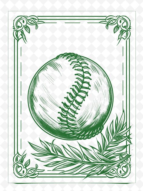 PSD una pelota de béisbol verde con un fondo verde con un logotipo verde