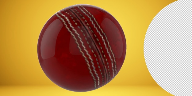 Pelota de cricket realista 3d aislada en fondo PNG transparente