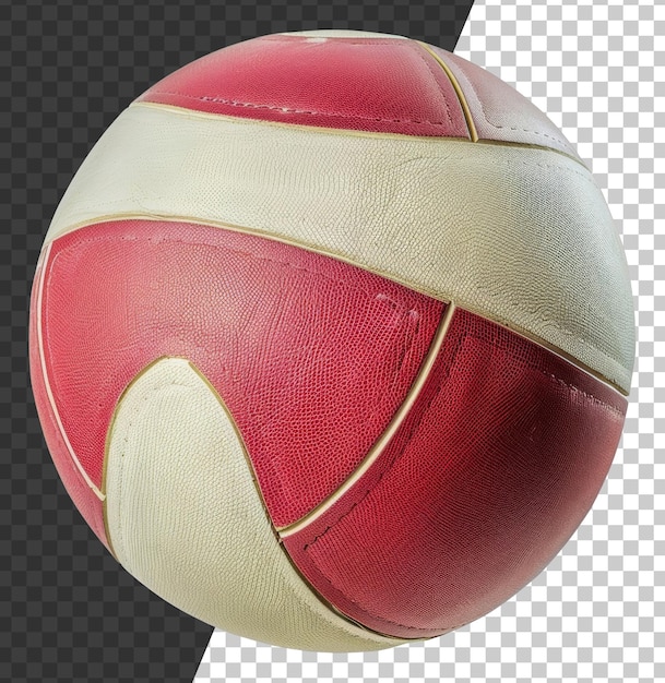 PSD una pelota deportiva roja y blanca con una franja blanca png