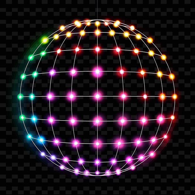 Una pelota de discoteca con luces multicolores y un fondo negro