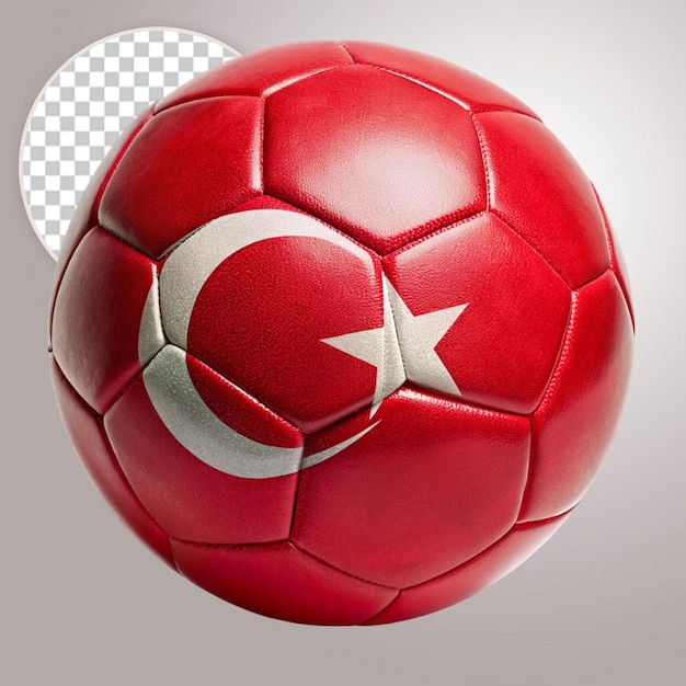 Pelota de fútbol o bola de fútbol con bandera turca renderización en 3d