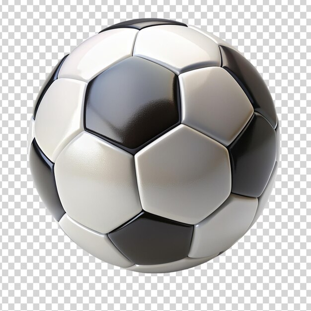 PSD una pelota de fútbol con un patrón blanco y negro en un fondo transparente