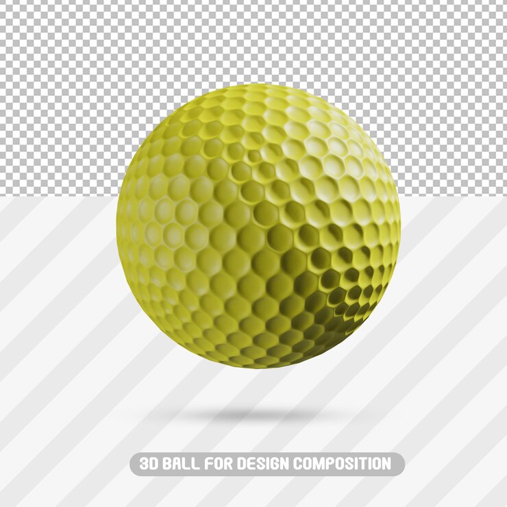 Pelota de golf realista 3d amarilla