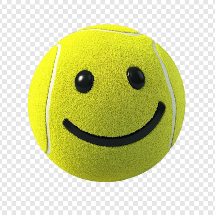 PSD la pelota de tenis feliz, la cara sonriente, el deporte, la diversión, el amarillo, el verde.