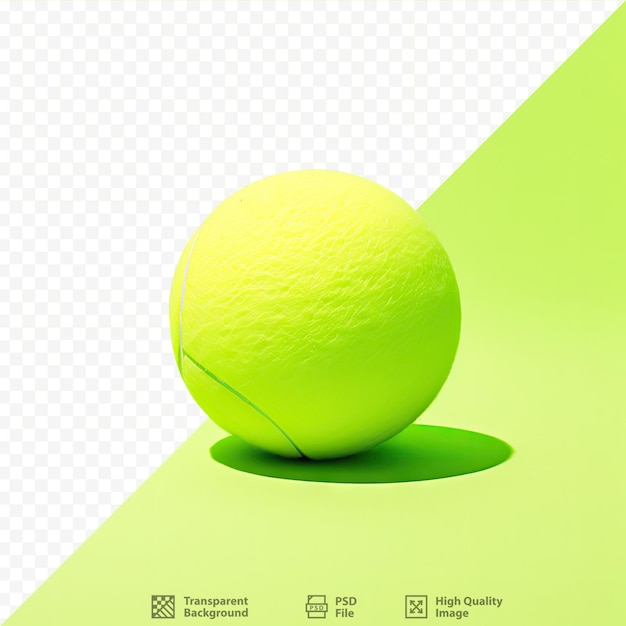 Pelota de tenis verde vivo sola sobre fondo transparente