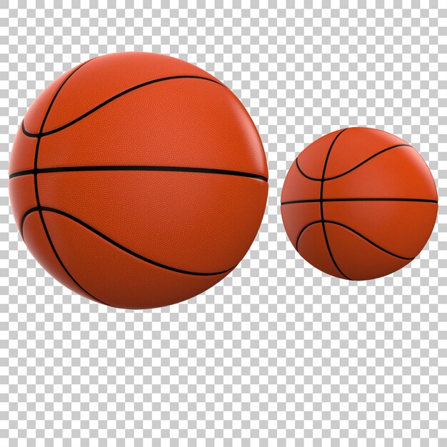 Pelotas de baloncesto en la ilustración de renderizado 3d de fondo transparente