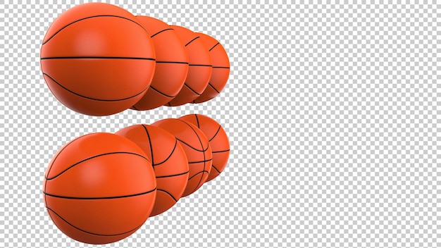 Pelotas de baloncesto en la ilustración de renderizado 3d de fondo transparente
