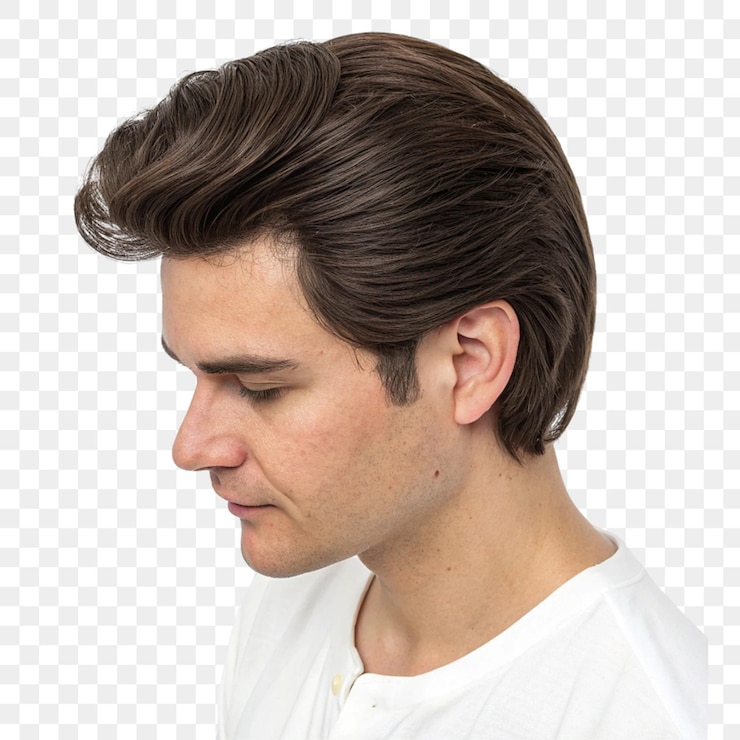 PSD peluca de cabello masculino aislada sobre un fondo transparente