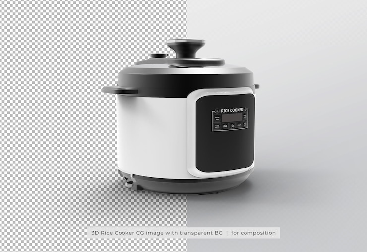 PSD penanak nasi dalam render 3d terisolasi