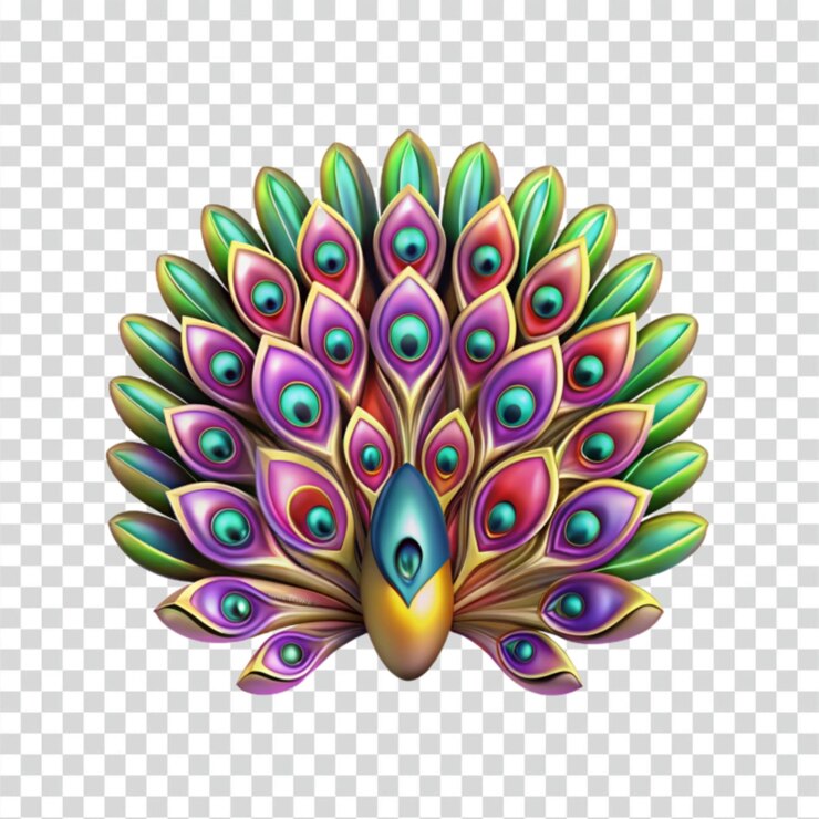 PSD penas de pavão vibrantes