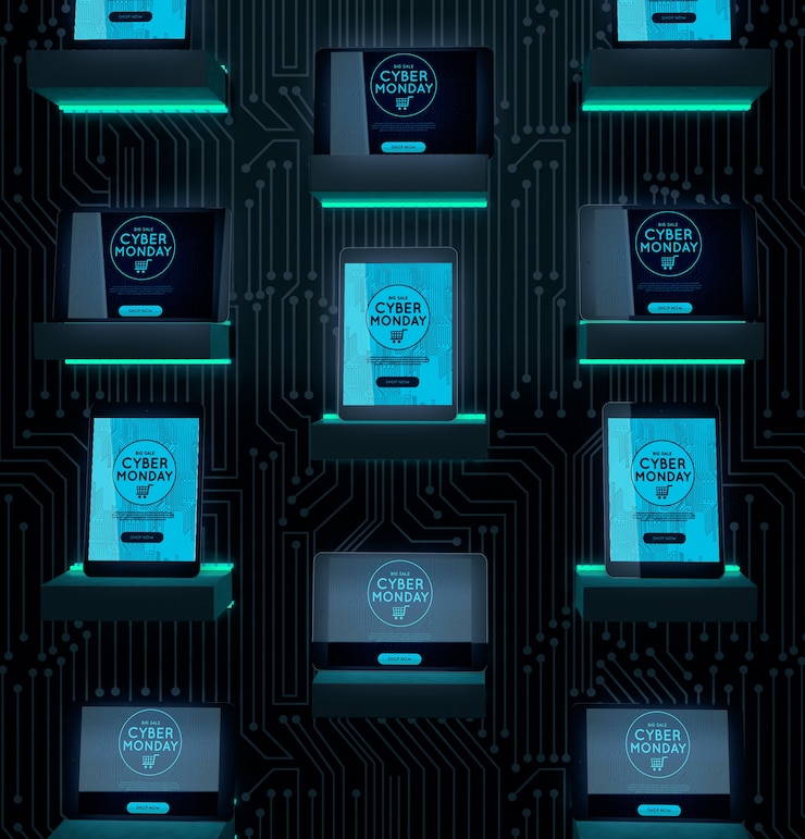 PSD penawaran obral perangkat elektronik cyber monday