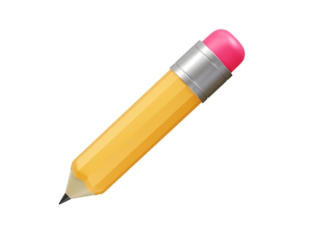 Pencil icon 3d rendering illustration