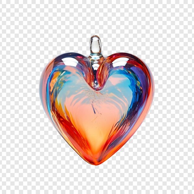 PSD pendentif en verre en forme de cœur isolé sur fond transparent