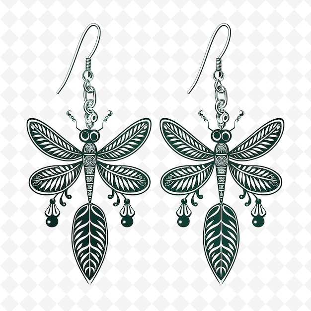 Pendientes con plumas verdes y negras y las palabras mariposa