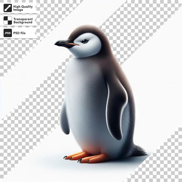 PSD a penguin with a black beak and orange feet