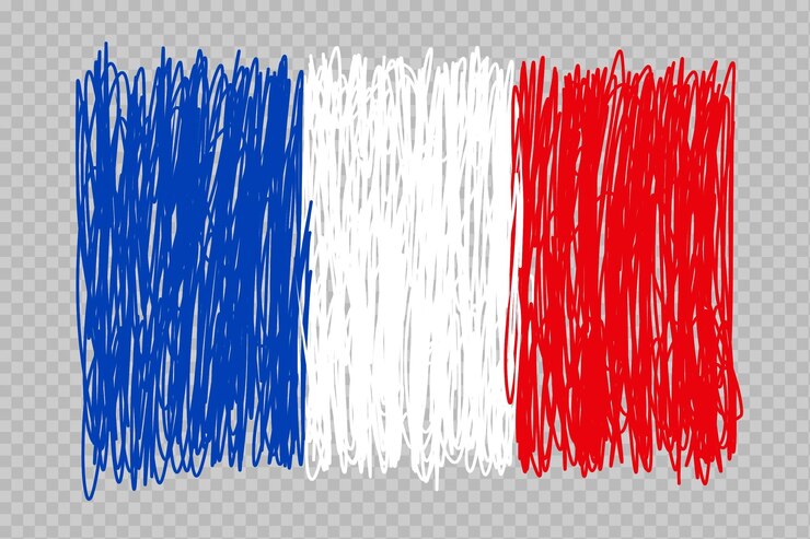 PSD pennellate ad acquerello bandiera francese sfondo trasparente francia pennellato disegno di bandiera acquerello