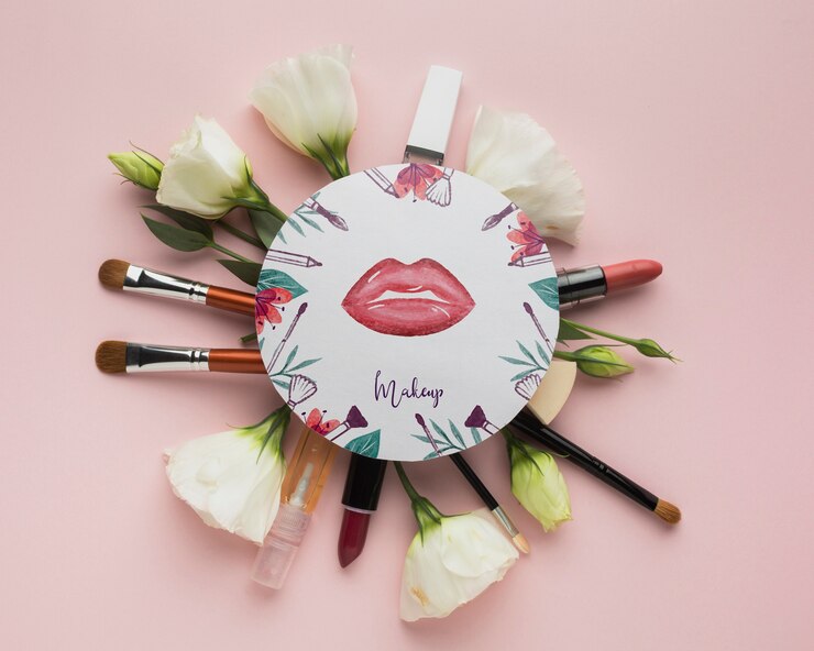 PSD pennelli trucco e rossetto mock-up