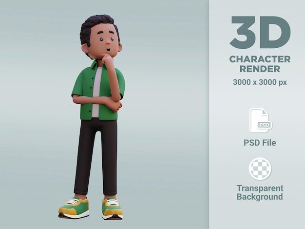 Pensamiento de personaje masculino 3d