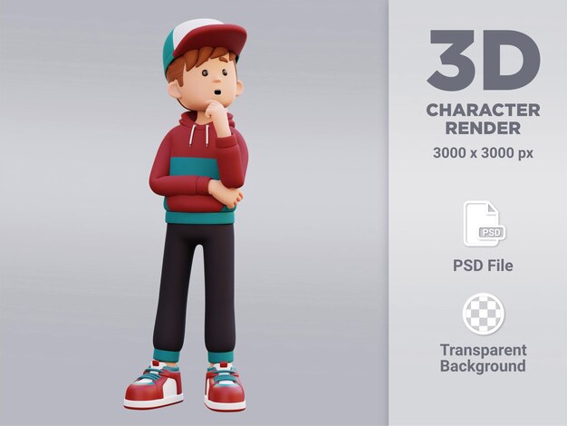 PSD pensée de personnage masculin 3d