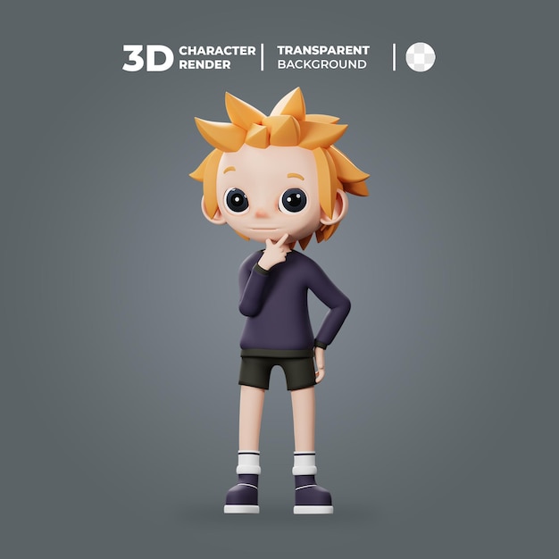 PSD pensée de personnage masculin mignon 3d