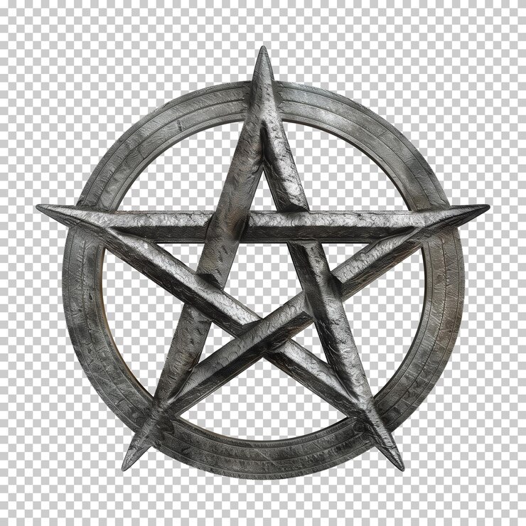 PSD pentagram medallion isolated on transparent background