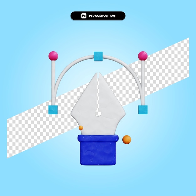 Pentool 3D-Render-Illustration isoliert
