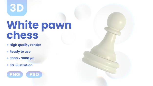 Peón blanco en 3D pieza de ajedrez