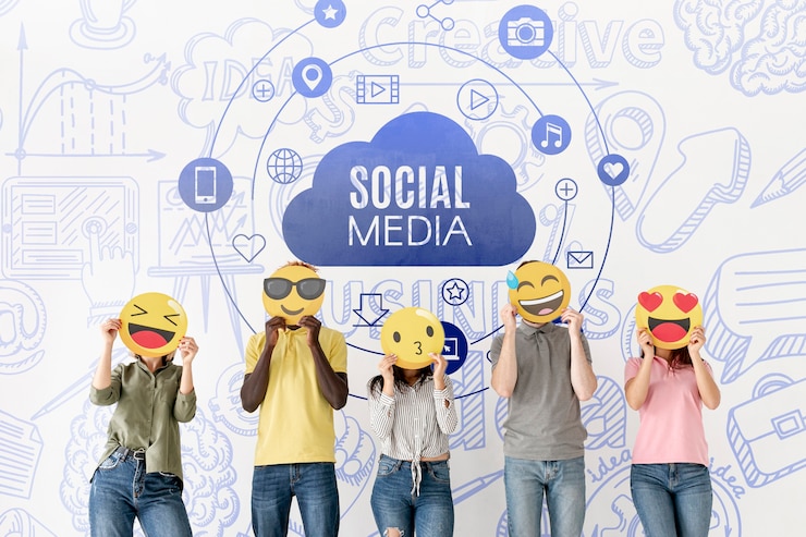 PSD people with emoji faces social media