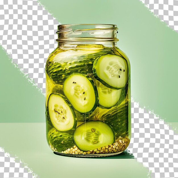 PSD pepino fresco conservado en vinagre con fondo transparente