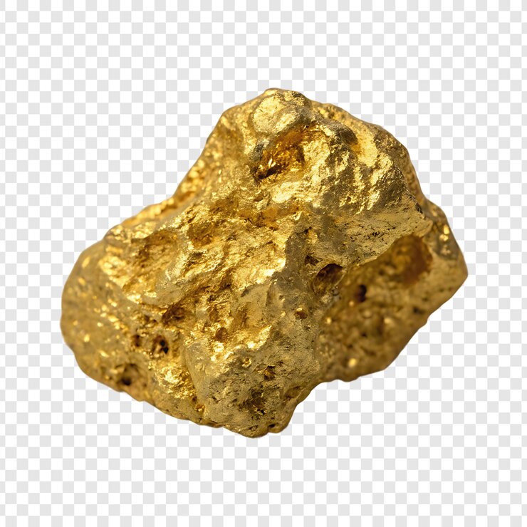 PSD una pepita de oro reluciente con una textura natural áspera perfecta para mostrar riqueza y lujo