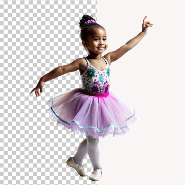 PSD pequena bailarina dançando em um fundo transparente