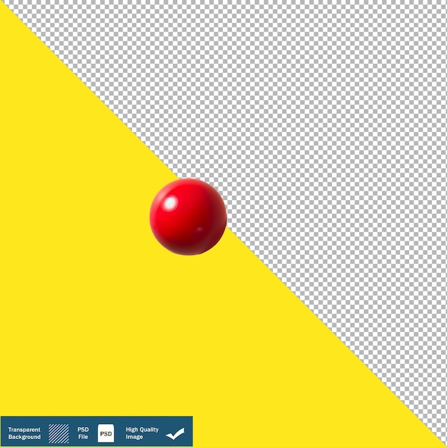 PSD una pequeña bola roja posicionada en la parte superior del fondo transparente png psd