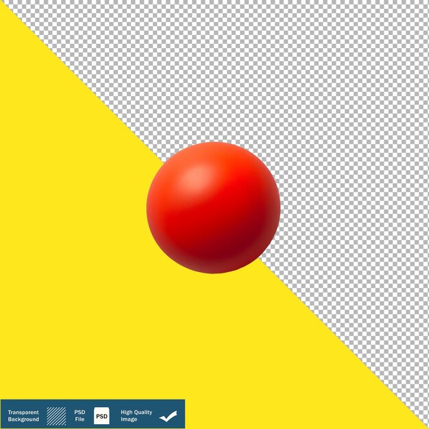 PSD una pequeña bola roja posicionada en la parte superior del fondo transparente png psd