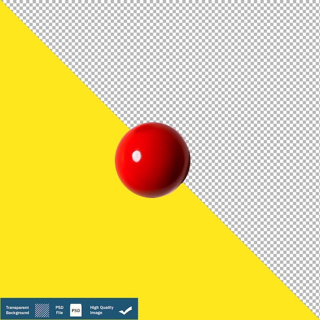 PSD una pequeña bola roja posicionada en la parte superior del fondo transparente png psd