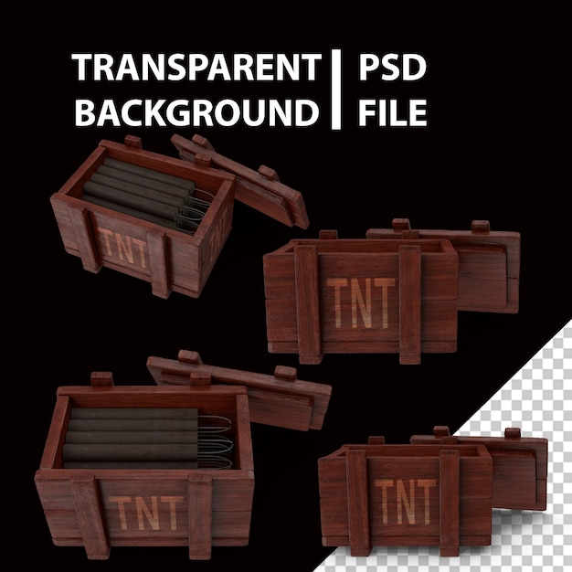 PSD pequeña caja de dinamita negra de madera png