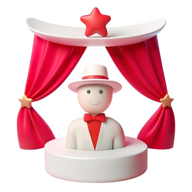 una pequeña estatuilla de un hombre en un tuxedo con un arco rojo en la parte superior